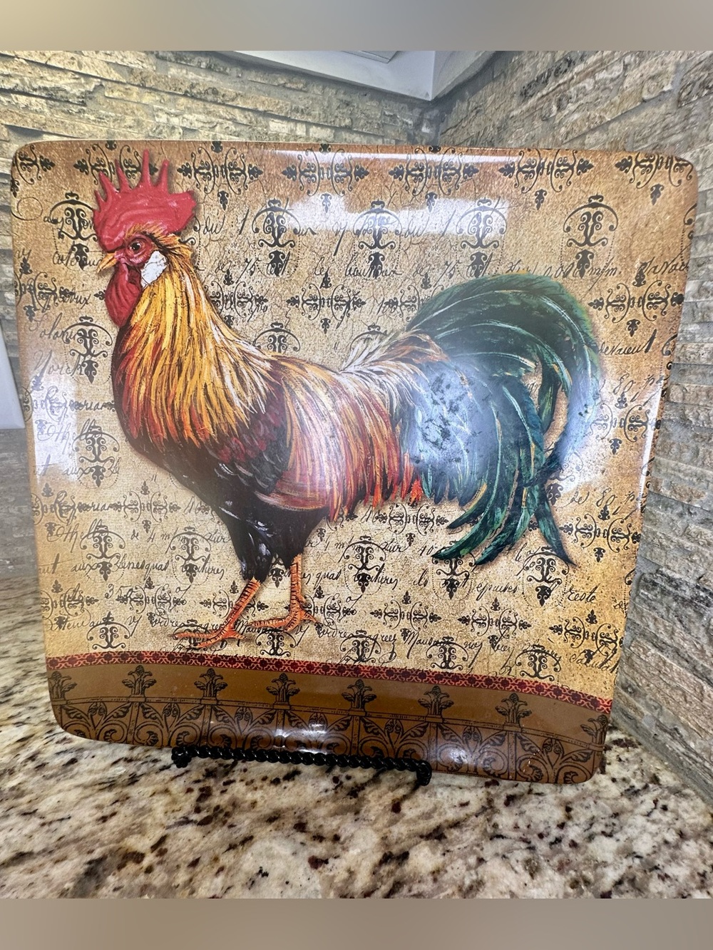 🐓 VINTAGE JEAN PLOUT ROOSTER SQUARE PLATTER